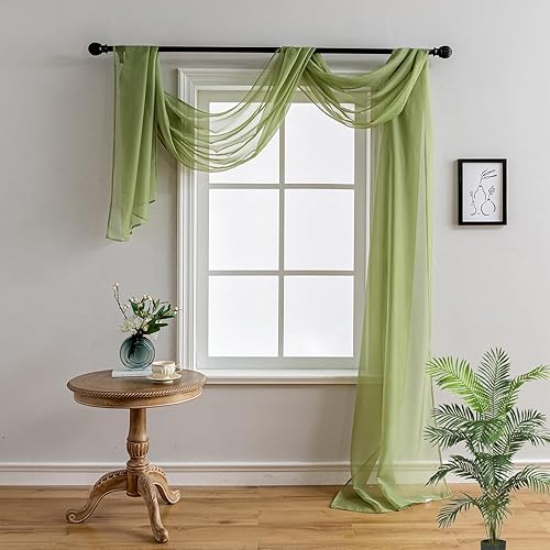Miniatura 3 de Bufanda para ventana, cortinas de toldo de cama, arco de boda, tela drapeada de 216 pulgadas de largo (18 pies), cenefas de cortina para ventanas,