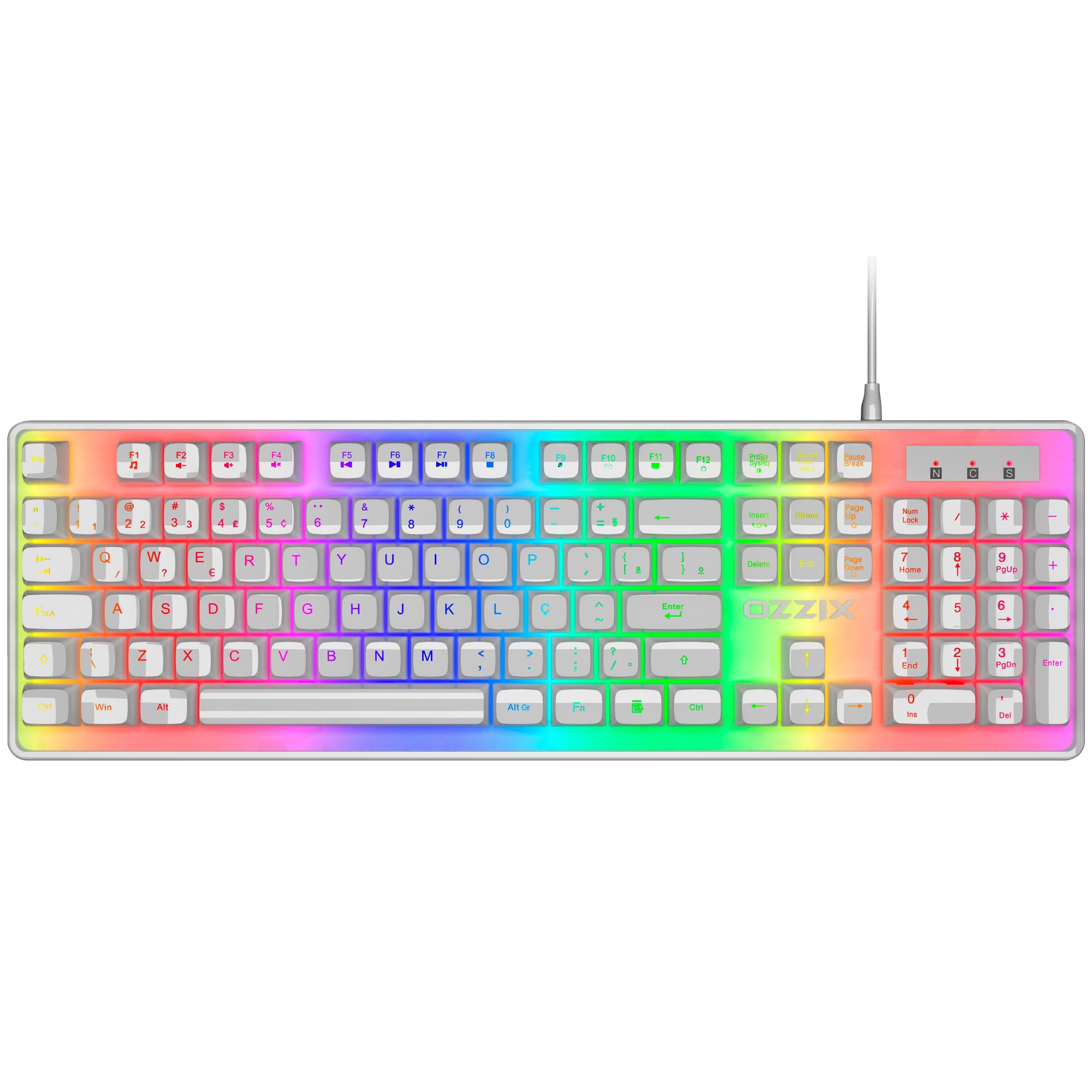 Teclado Gamer Doppler RGB Base em LED Profissional Antighosting ABNT2 Usb Ozzix