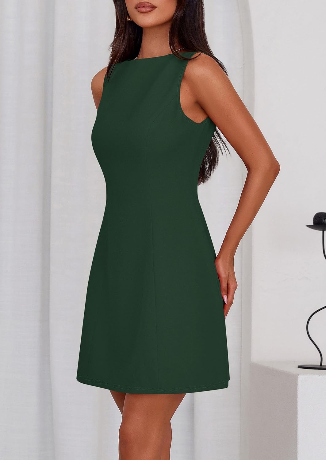 PRETTYGARDEN Womens Formal Short Dresses 2026 Summer Sleeveless Boat Neck A Line Elegant Mini Cocktail Party Dress - Image 3