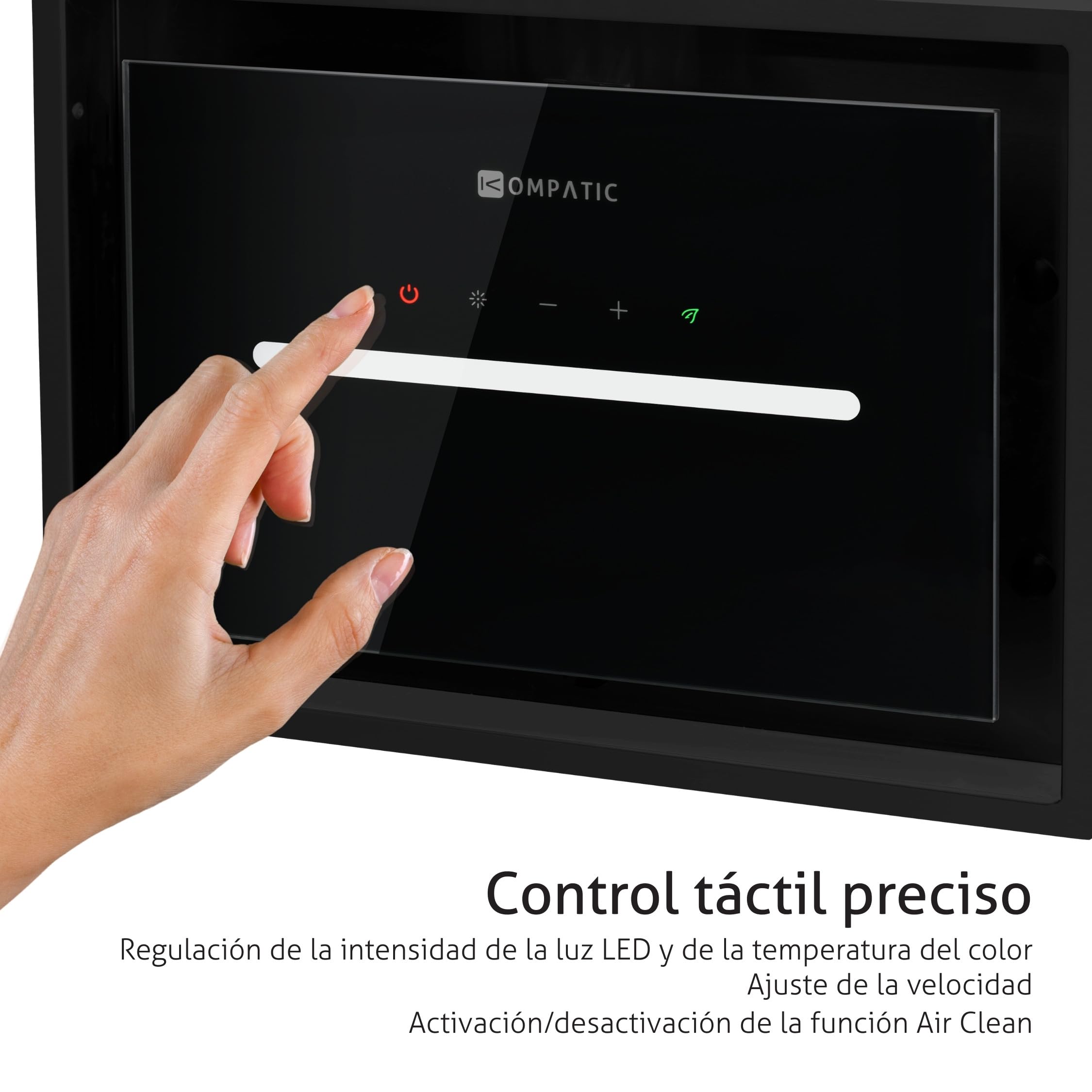 HANA 40 KPHN40BIB Campana Extractora Encastrable, A++ Control por gestos, 450 m³/h Táctil, Mando a distancia, Modo de purificación de aire, LED regulable Ajuste Temperatura Color 40 cm Negro