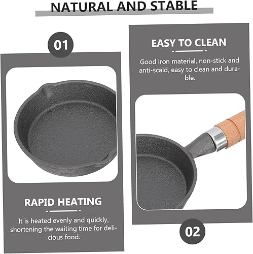 Miniatura 3 de Yardwe Sartén Mini Sartén Cuerpo de Hierro Resistente Ideal para Cocinar Tortilla Desayuno