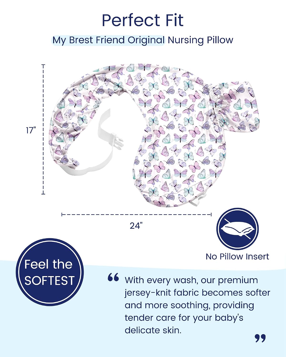 TotAha Soft Nursing Pillow Cover: Compatible with My Brest Friend Breastfeeding Pillow, 2-Pack Stretch Replacement Slipcovers with Side Pocket & Adjustable Strap, Machine Washable, Pillow Not Included