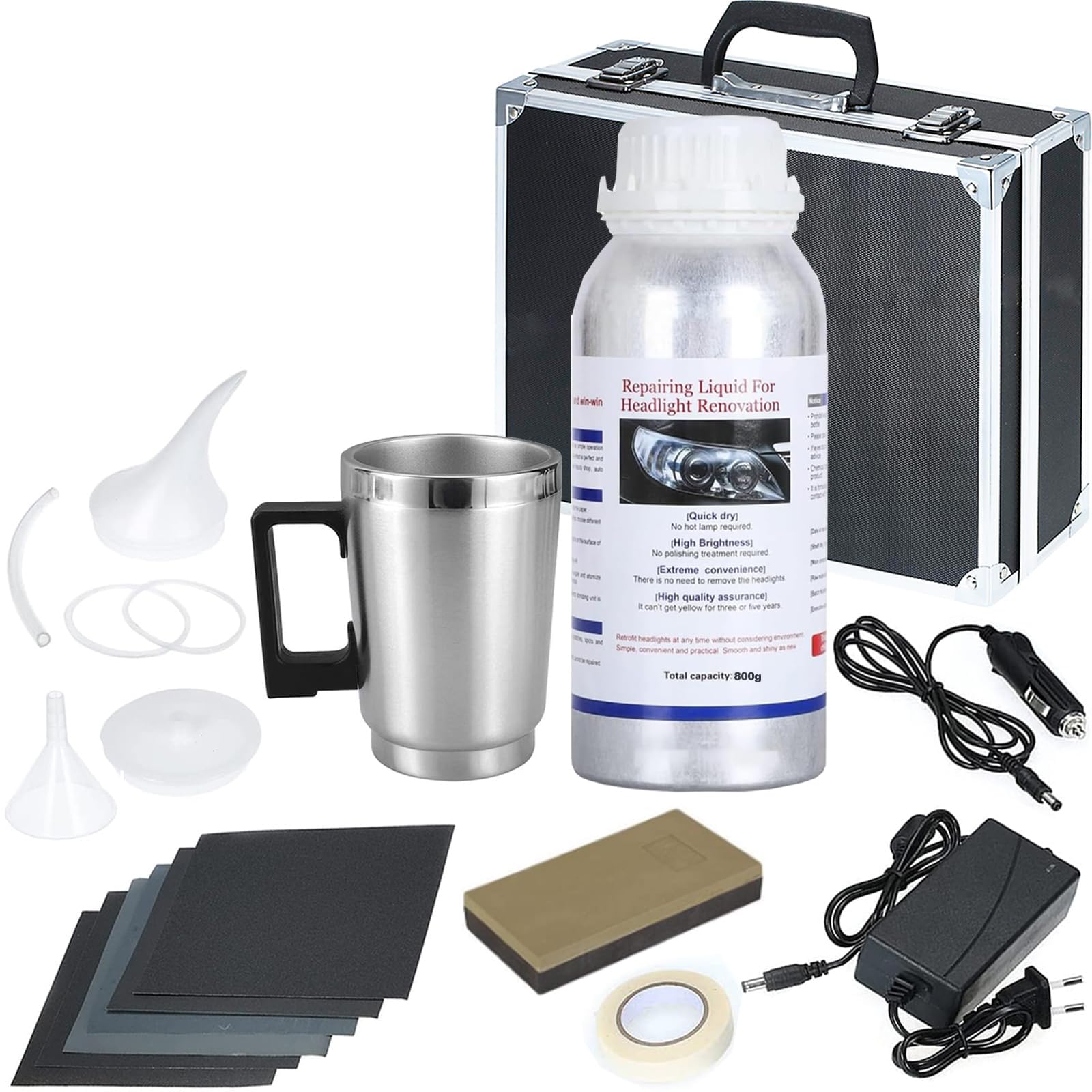 Xiaoqintedy 800g Auto Scheinwerfer Reinigung Kit,Scheinwerfer Reparatur Kit,Scheinwerfer Verdampfung Reparatur Kit,Entfernung Scheinwerfer Gelb/Kratzer/Nebel/Oxidation