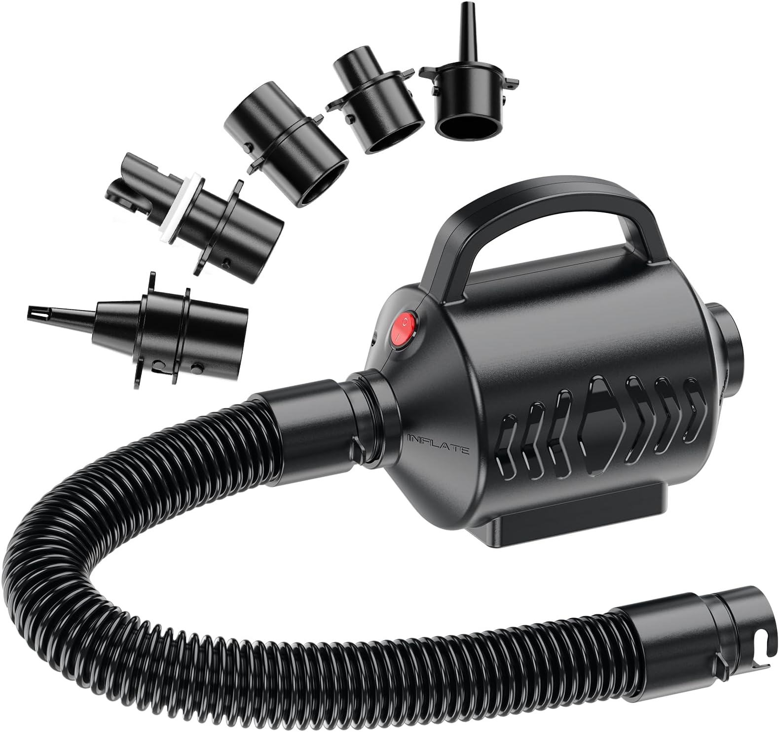 Electric Air Pump for Inflatable Pool Toys - High Power Quick-Fill Air Mattress Inflator Deflator Pump for Pool Float Raft Gymnastics Track Mat, Portable Air Pump 4 Nozzles AC 220-240V (400W)