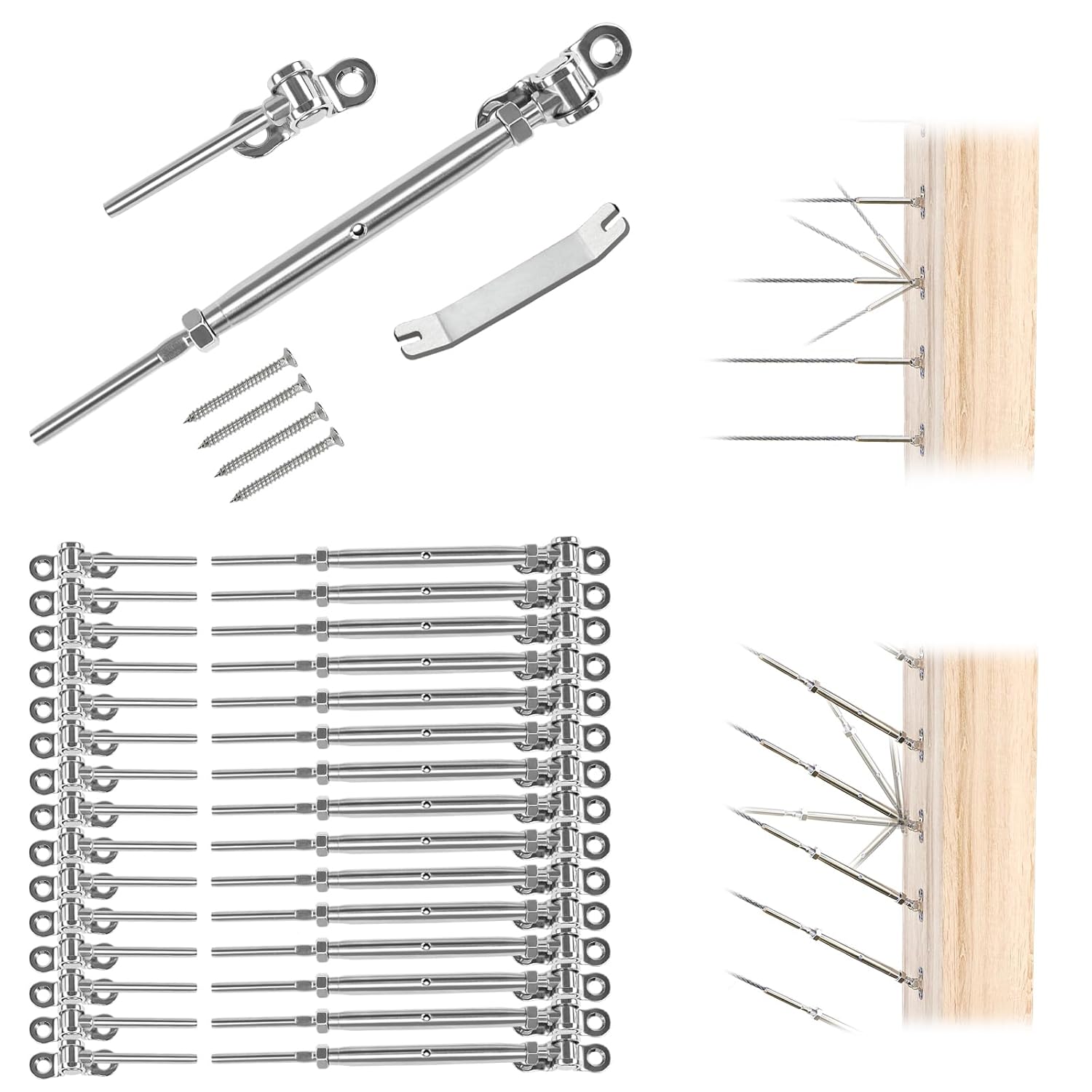 Muzata 16 Pairs 1/8" Cable Railing Hardware Kit