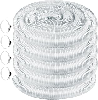 Heavy PVC 4" x 50' Dust Collection Hose,Flexible Clear Debris and Fume Collection Hose with Stainless Steel Clamps for Dust Collectors with 4" Ports, Ideal for Shop Vacuums