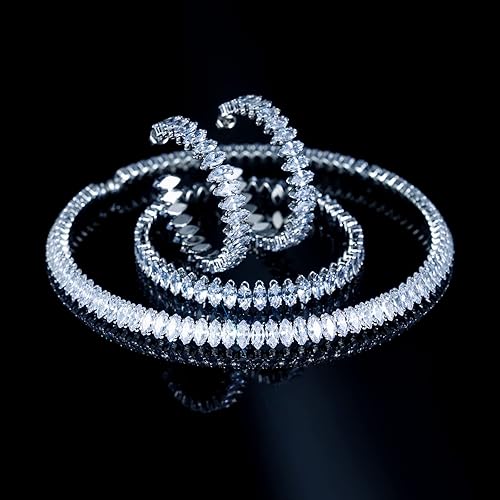 Miniatura 3 de AiliFe Gargantilla de circonita cúbica para mujeres y hombres, collar de tenis blanco brillante con diamantes de imitación falsos para novia, boda,
