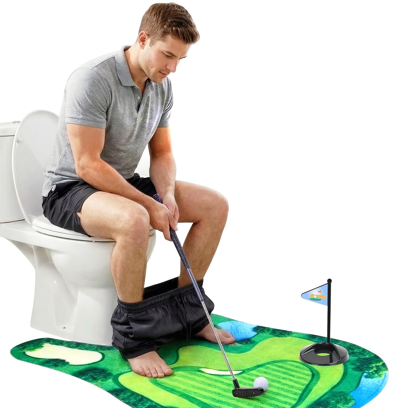 Toilet Golf Game White Elephant Gifts for Adults Funny Golf Gifts for Men Bathroom Golf Gag Gifts for Adults Stocking Stuffers for Men, Mens Gift for Christmas Toilet Golf Game for Him Husband Dad Him