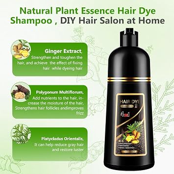 500ML Haarfarbe Dunkelbraun Haarfärbeshampoo für Männer und Frauen 4 in 1 Dark Brown Hair Dye für Graues Haar Hair Color Sofort Haarfarbe Shampoo TönungsshampooNatürliche Inhaltsstoffe