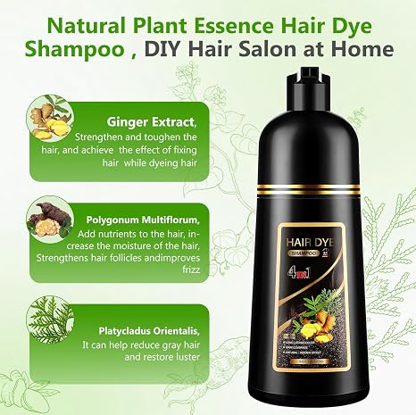 500ML Haarfarbe Dunkelbraun Haarfärbeshampoo für Männer und Frauen 4 in 1 Dark Brown Hair Dye für Graues Haar Hair Color Sofort Haarfarbe Shampoo TönungsshampooNatürliche Inhaltsstoffe