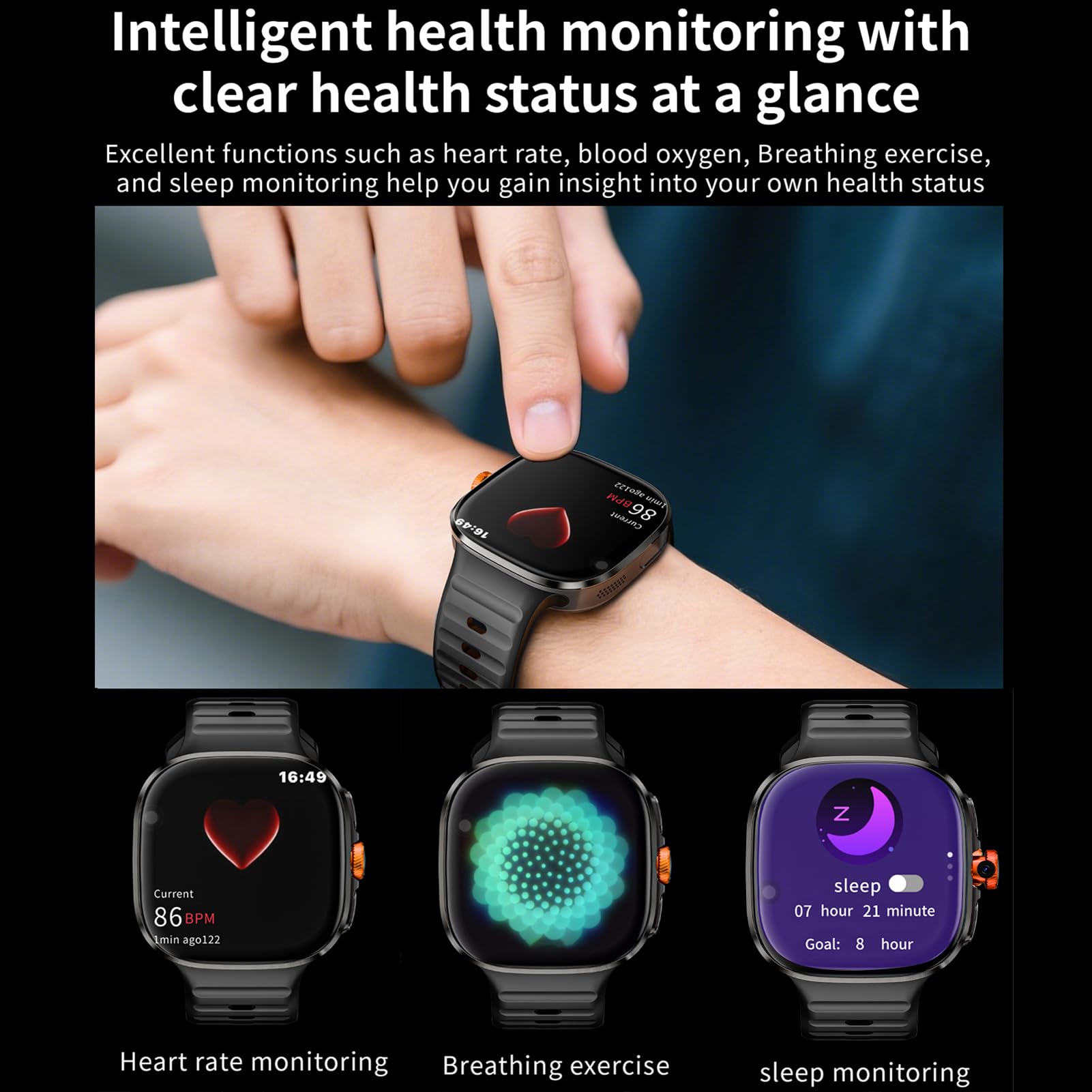 Luocute 4G Smart Watch z 2,16-calowym Ekranem Dotykowym, WiFi GPS BT Smartwatch, Tłumaczenie w Czasie Rzeczywistym AI, Karta SIM Nano SIM, Niezależna Rozmowa Telefoniczna, śledzenie (BLACK)