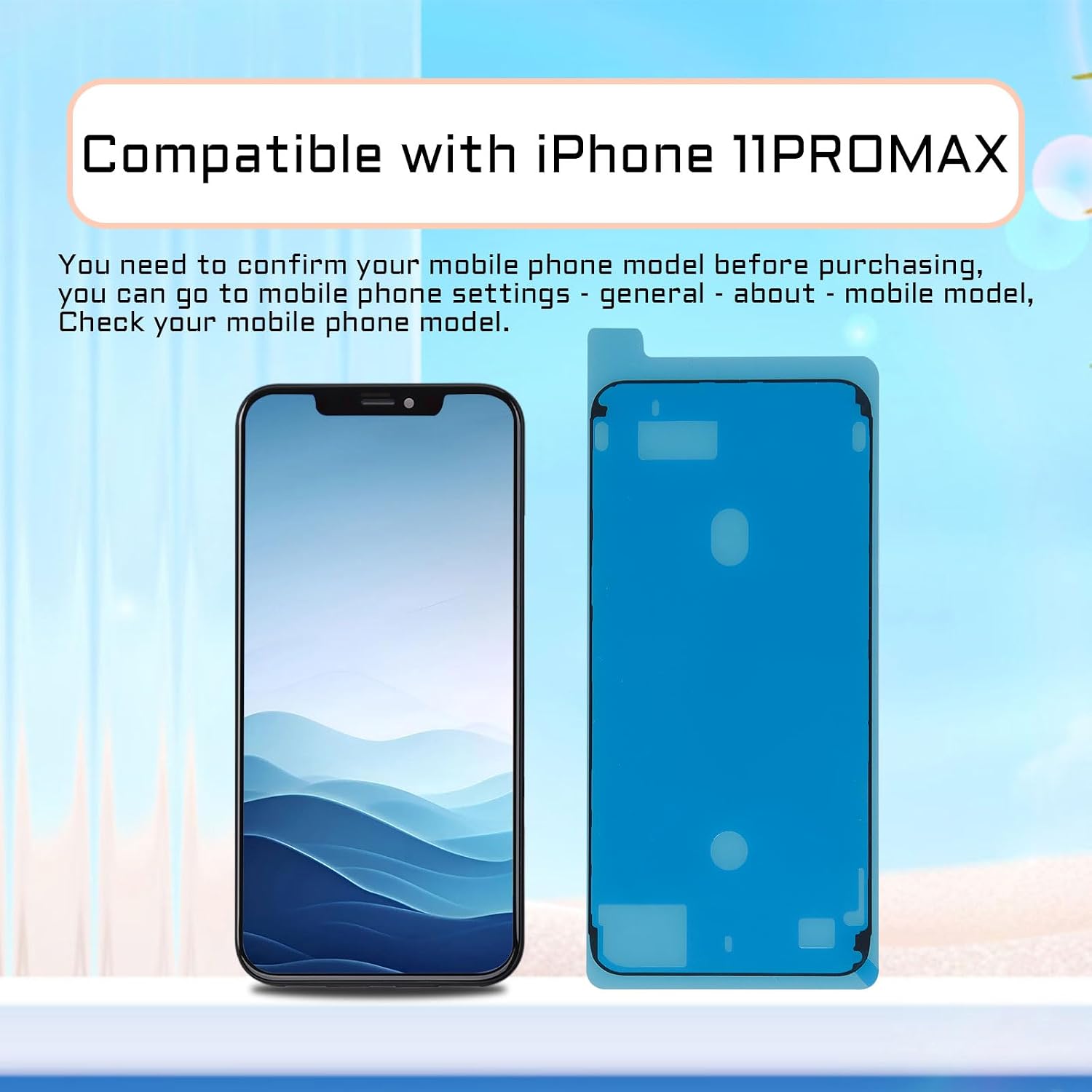5 PCS for iPhone 11 Pro Max Waterproof Pre-Cut Adhesive Sticker | Fix Diaplay Adhesive Sealing Tape Repair Water Resistant Frame Seal Kit for 11PROMAX 6.5" A2161 A2220 A2218