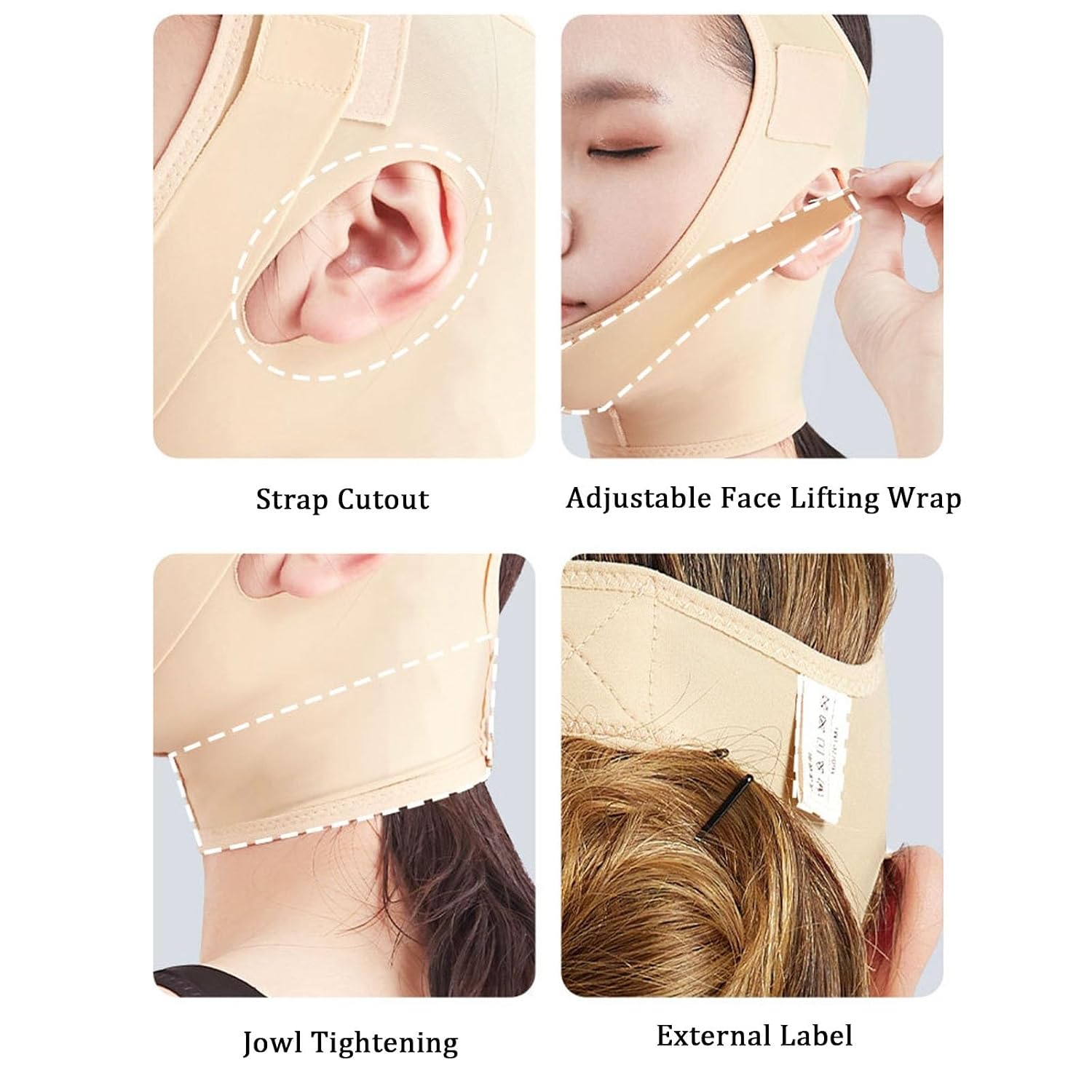 Post Surgical Facelift Wrap Lipo Compression Neck and Chin Strap V-Shaped Face Slimmer Jowl Tightening Lifting Belt(XX-Large)