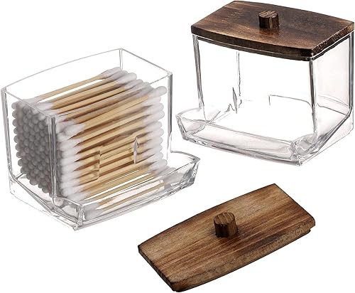 Tbestmax Soporte para almohadillas de algodón de 7onzas, dispensador de bolas de algodón Qtip, recipientes de baño, tarro de boticario para