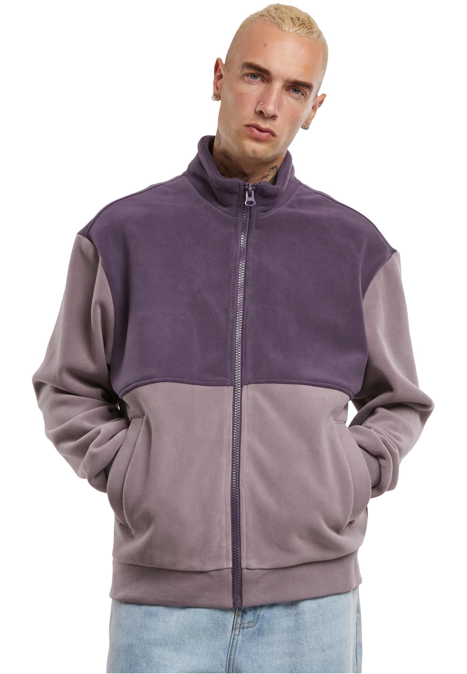 Urban Classics Męska kurtka przejściowa Colour Block Polar kurtka polarowa, lekka kurtka dla mężczyzn, dwukolorowa, krój regularny, purplenight/fadedpurple, 5XL