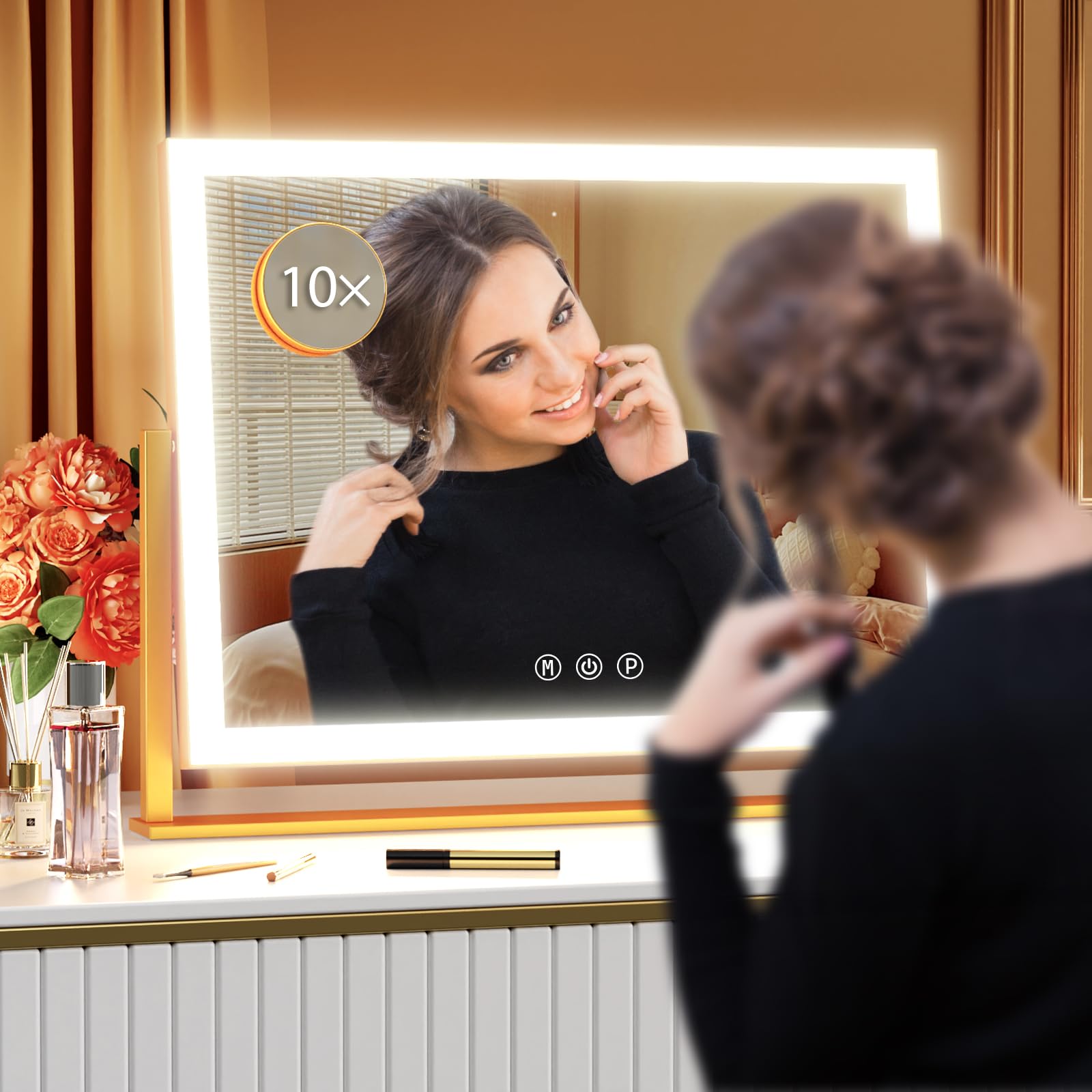 Gvnkvn Lighted Makeup Mirror with LED Lights and 10X Magnification