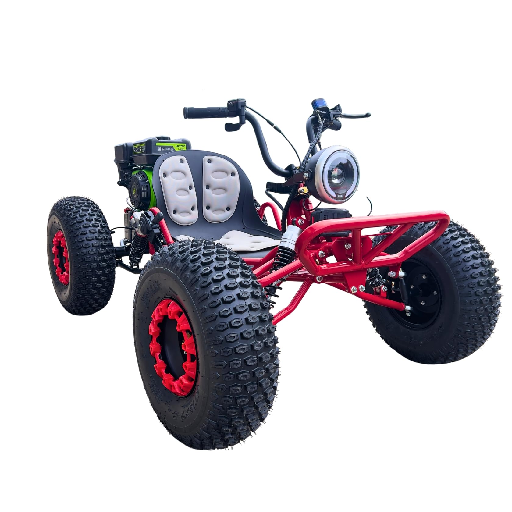 Zyliathor 212cc 4-Stroke Gas Powered Off Road Go Kart, CVT Belt + 420 Chain, F/N/R, Electric & Pull Start, AT19x7-8 Tires, 4-Wheel Independent