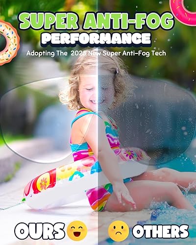 Miniatura 4 de Rantizon Gafas de natación para niños, paquete de 2, antiempañamiento y rayos UV para niños y niñas, sin fugas, gafas de natación de visión amplia