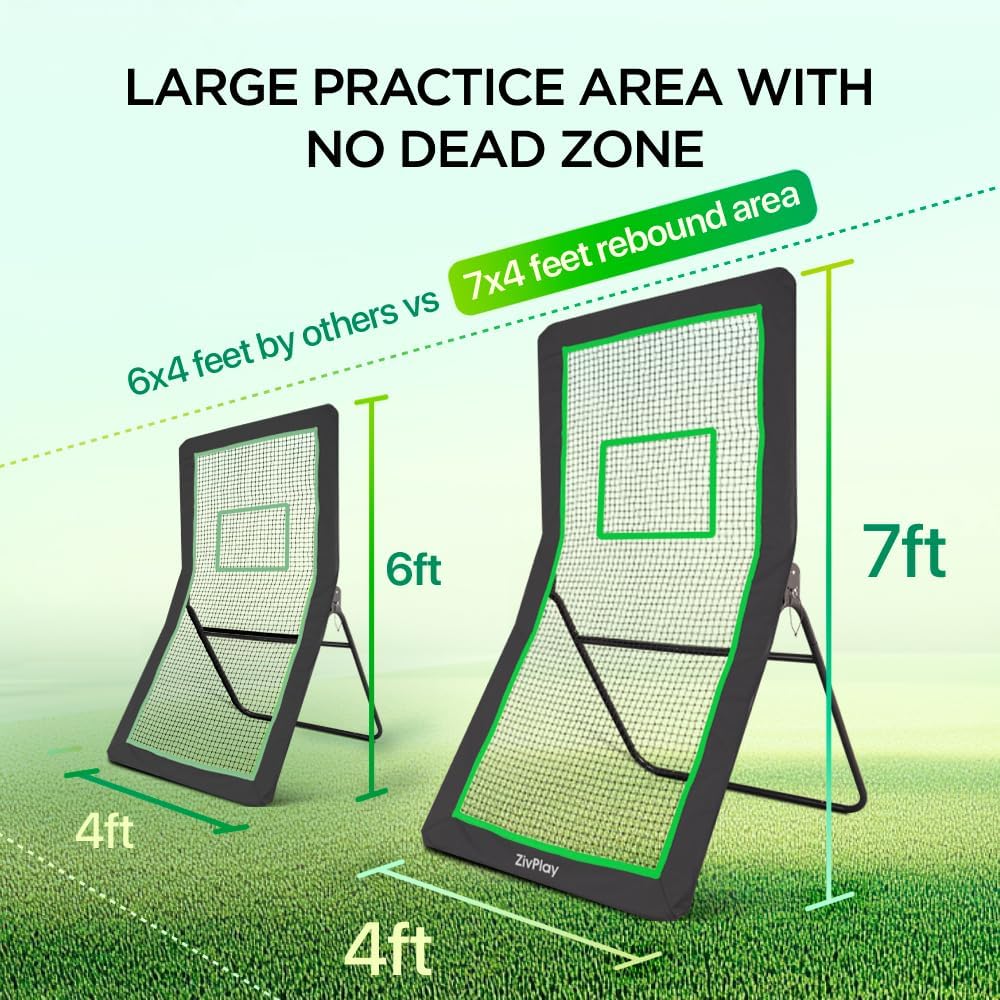 ZivPlay Lacrosse Rebounder, 7ft x 4ft, Black, Plastic & Steel, Rectangular, Sports Rebounder, Lacrosse Nets, Backyard Practice Net, Includes Lacrosse Ball