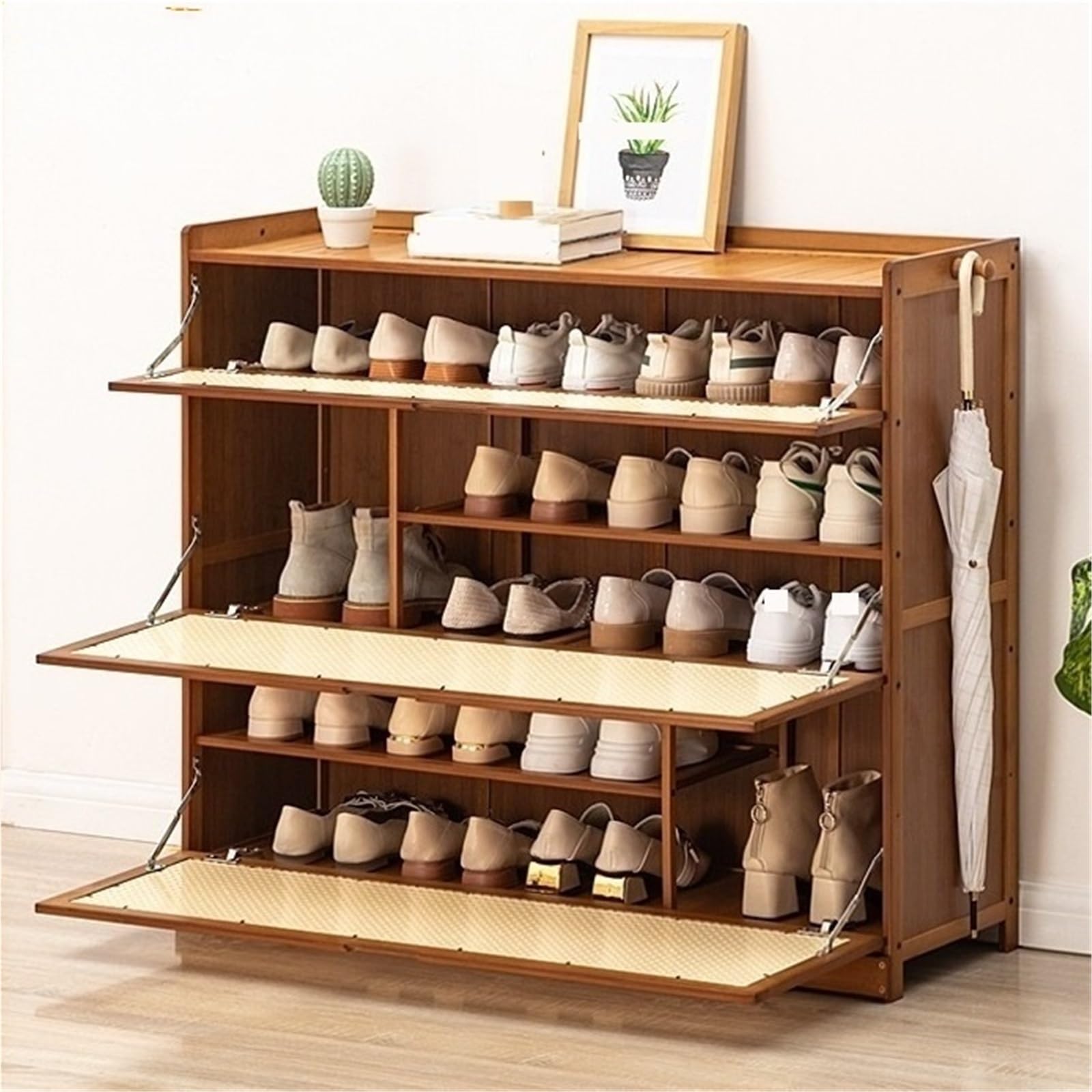 IvyLoutish Shoe Storage Cabinet with Flip Door Shoe Shelves Freestanding Shoe Storage Racks Large Capacity Shoe Organizer for Entryway Hallway Living Room,Freestanding Organizer