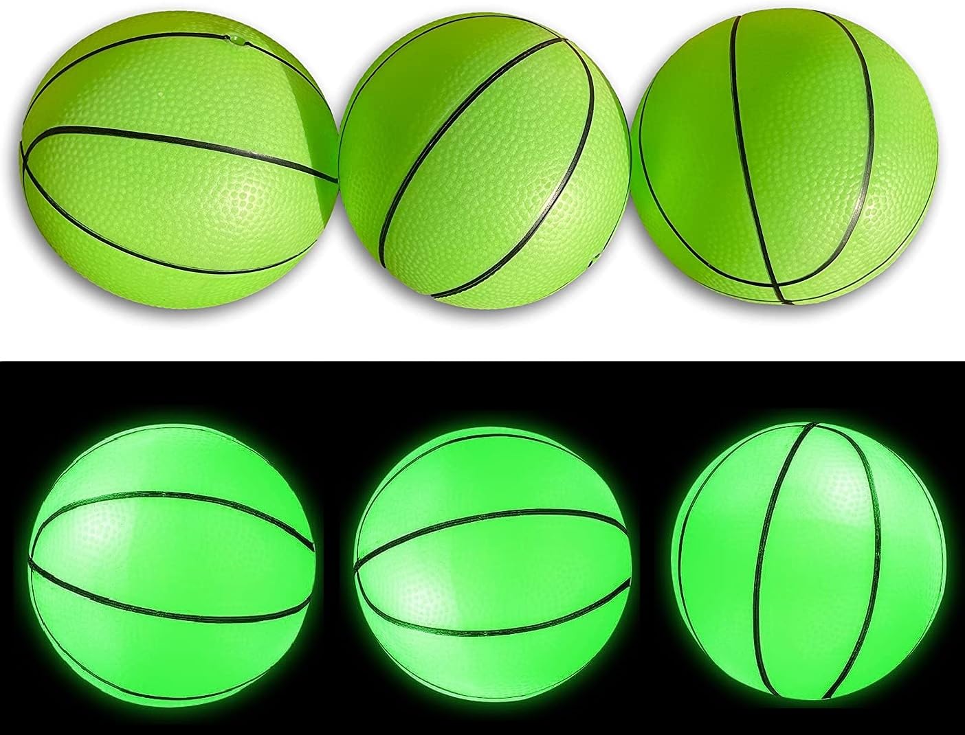 Toys+ 3 Pack! Inflatable Glow in The Dark Mini Basketballs Includes Pump and Needle Magic Shot Pro Mini Hoop Basketballs