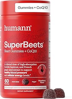 Humann SuperBeets 3-in-1 Heart Gummies - 3x Absorption CoQ10 - Plus Beetroot Extract & Grape Seed Extract for Advanced Heart Health, Cellular Energy & Circulation Support, Vegan, Gluten Free, 60 count