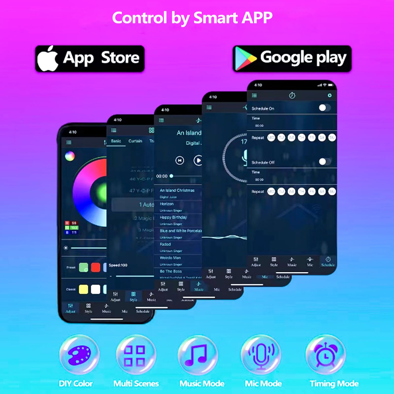 130 piedi (2 rotoli da 65 piedi) Striscia luminosa LED per esterni impermeabile, IP68 RGB+IC Striscia luminosa per esterni con App/telecomando, Modalità Chase, Sincronizzazione con la musica