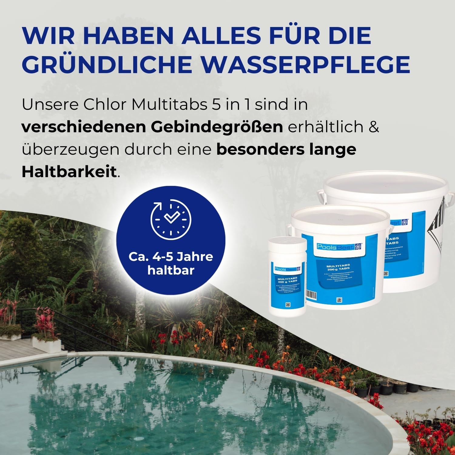 PoolsBest 3kg Chlor Multitabs 5 in 1 200g Langzeit Tabs Poolpflege Desinfektion
