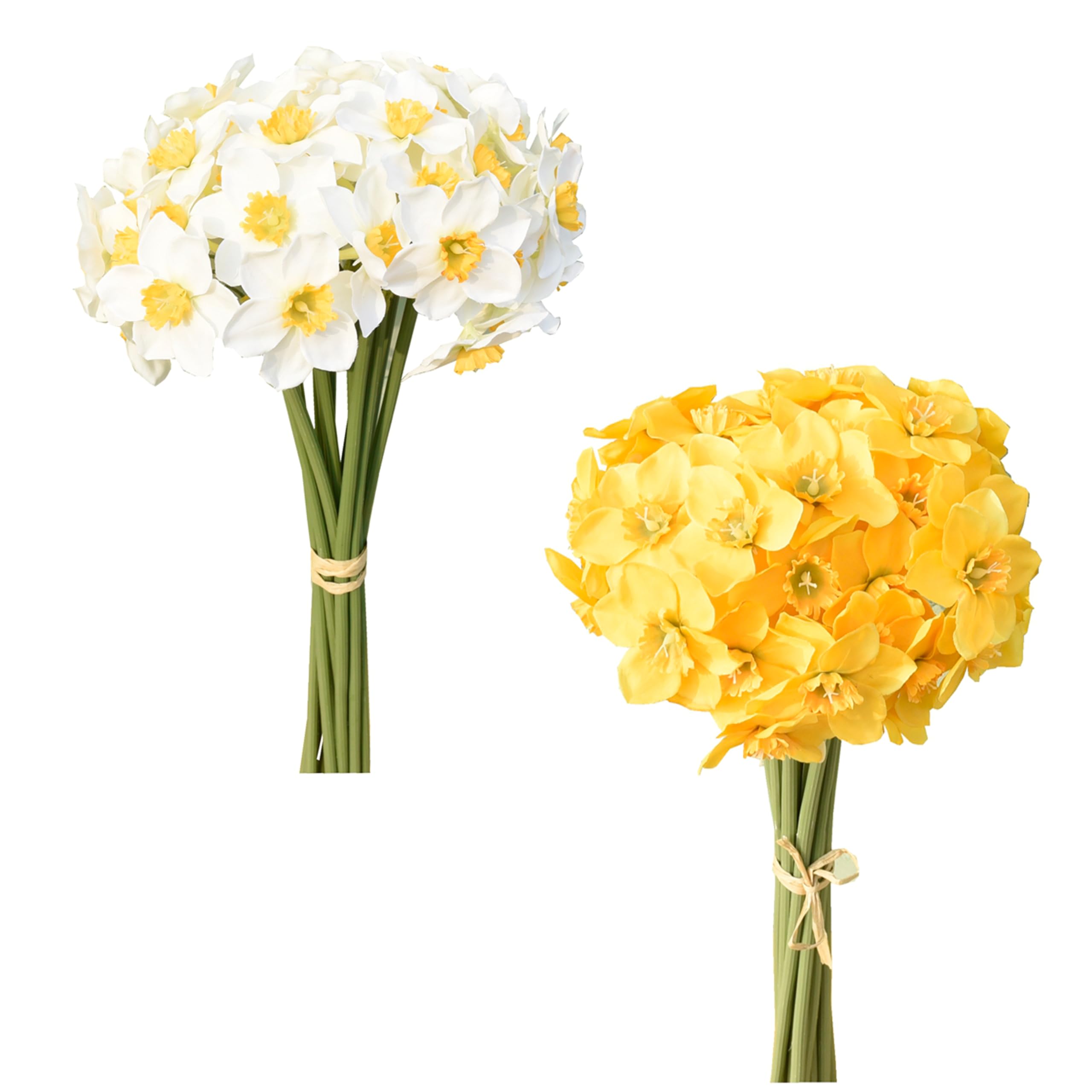 Mandy's 12pcs Silk White Daffodils 12pcs Silk Yellow Daffodils