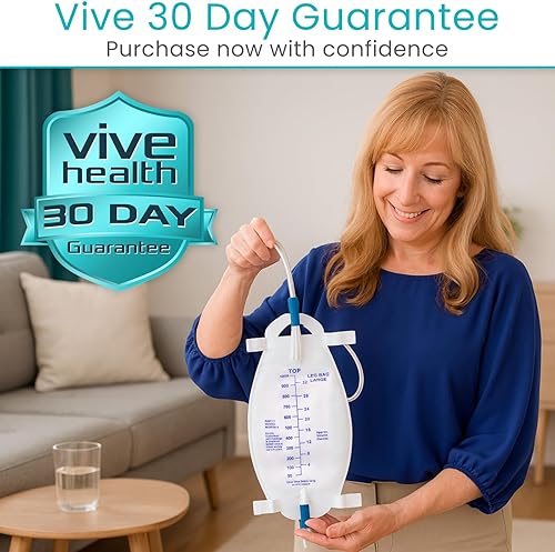 Miniatura 8 de Vive Bolsa de drenaje urinario para piernas con capacidad de 33.8 fl oz, tubo de 18 pulgadas, 1 bolsa de orina médica para usuarios de catéter e