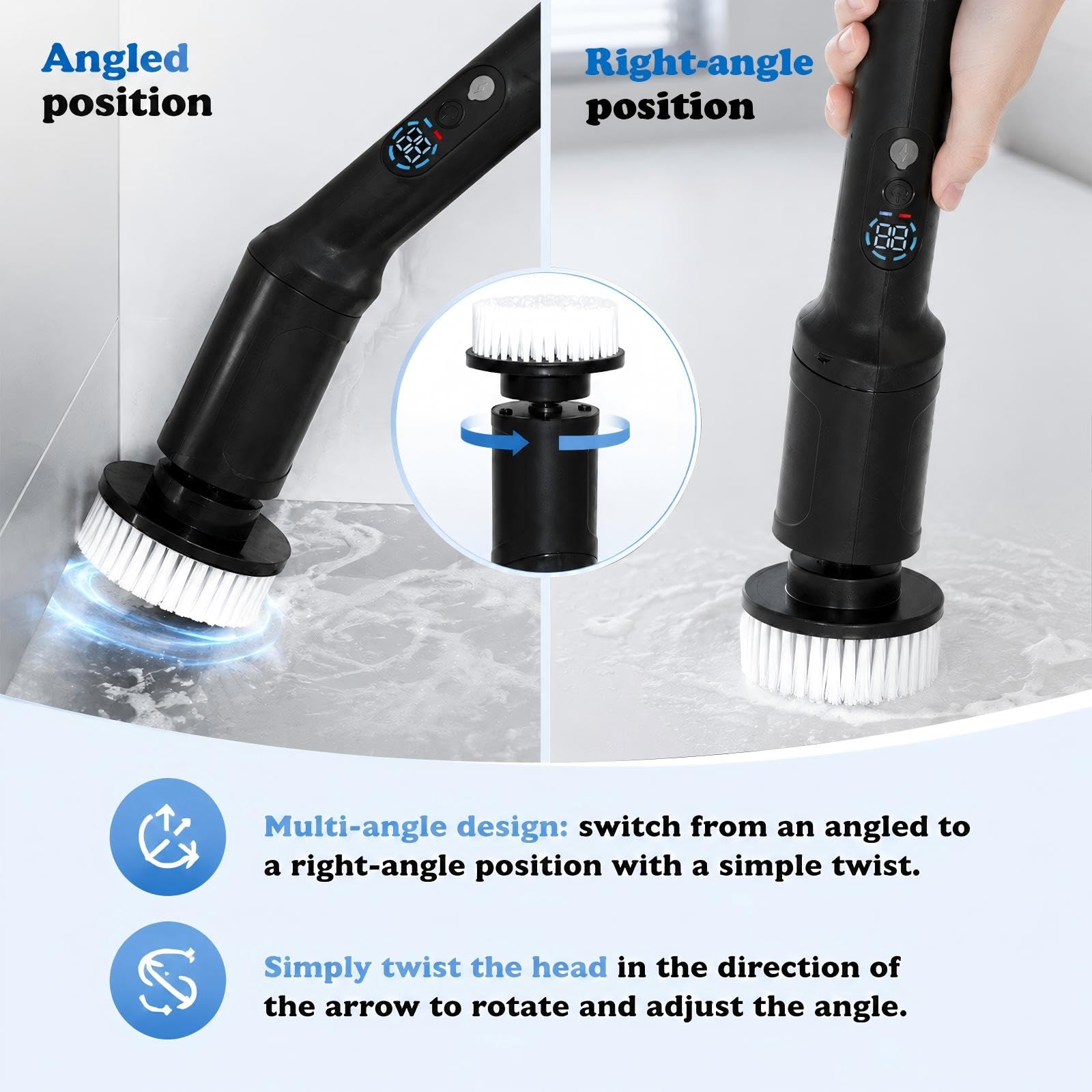 Brosse de nettoyage électrique avec 9 embouts, étanche IPX6