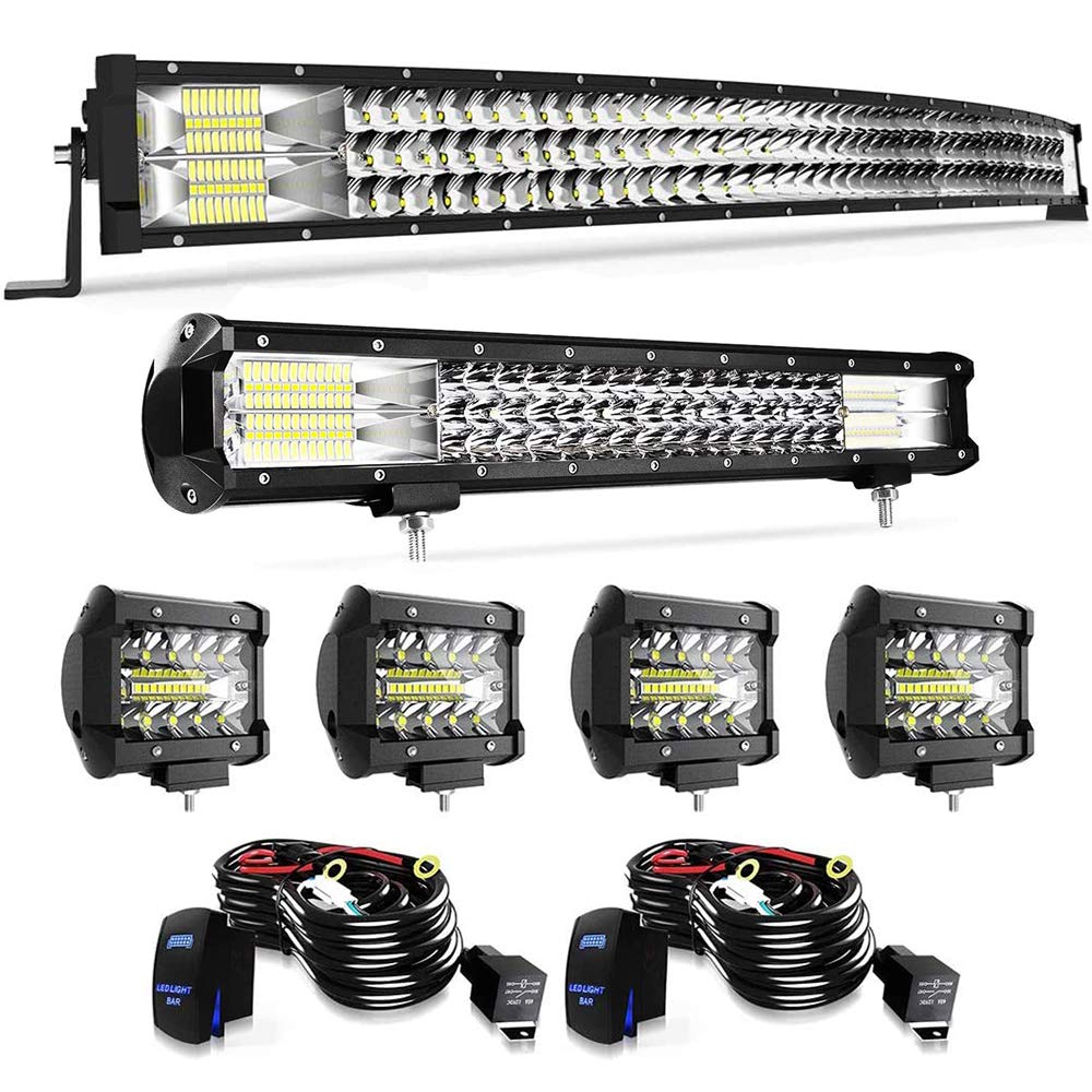 Photo 1 of LED Light Bar DakRide 42Inch 576W Curved Triple Row Spot Flood Combo Beam+20Inch 288W Straight Light Bar +4Pcs 60W Spot Fog Lights with Rocker Switch Harness Wiring for Trucks ATV SUV Pickup Boat 42+20 Inch Light Bar