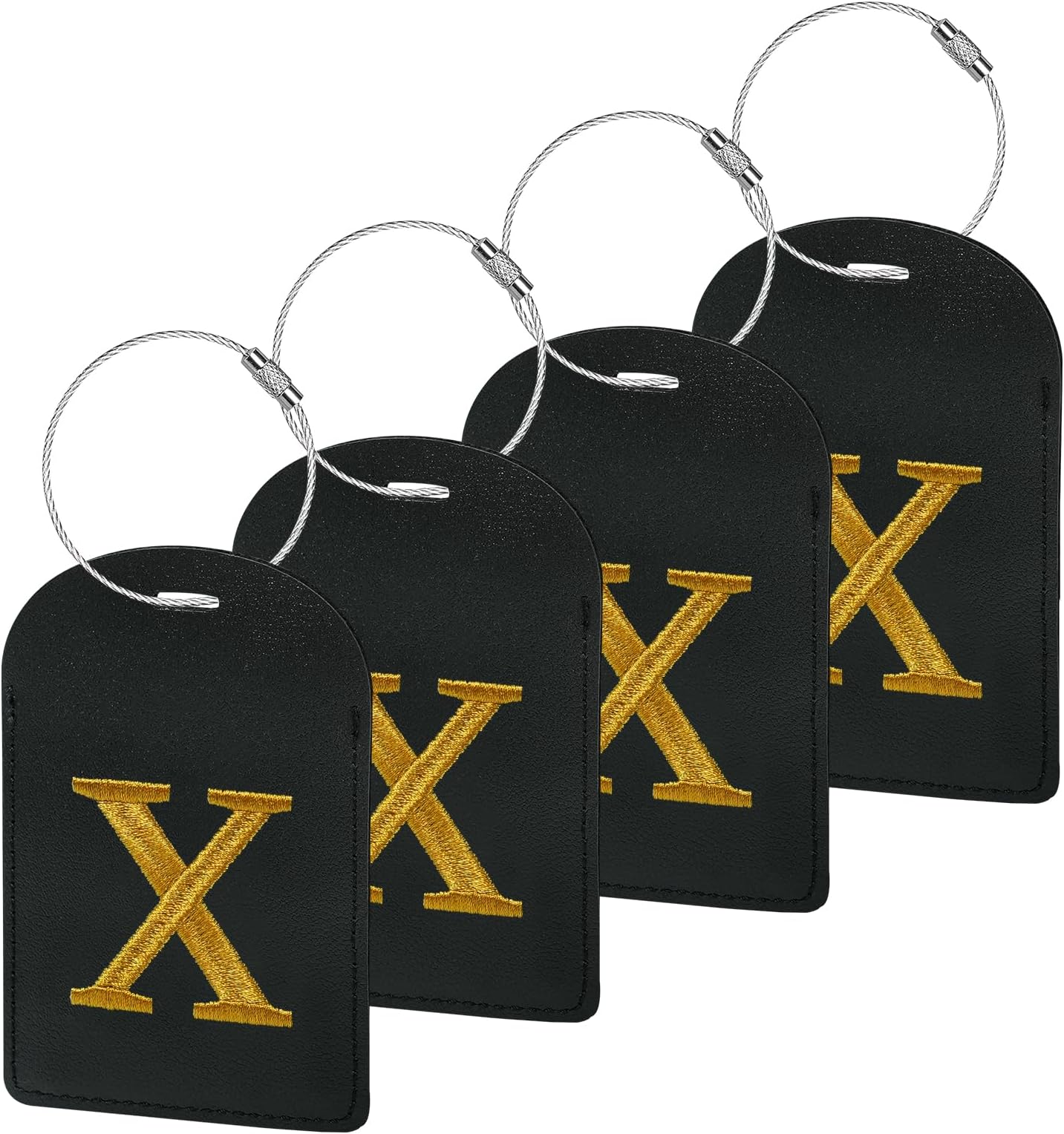 Gloppie 4 Pack Initial Luggage Tags TSA Approved Embroidered Monogrammed Letter Luggage Tag for Suitcases X