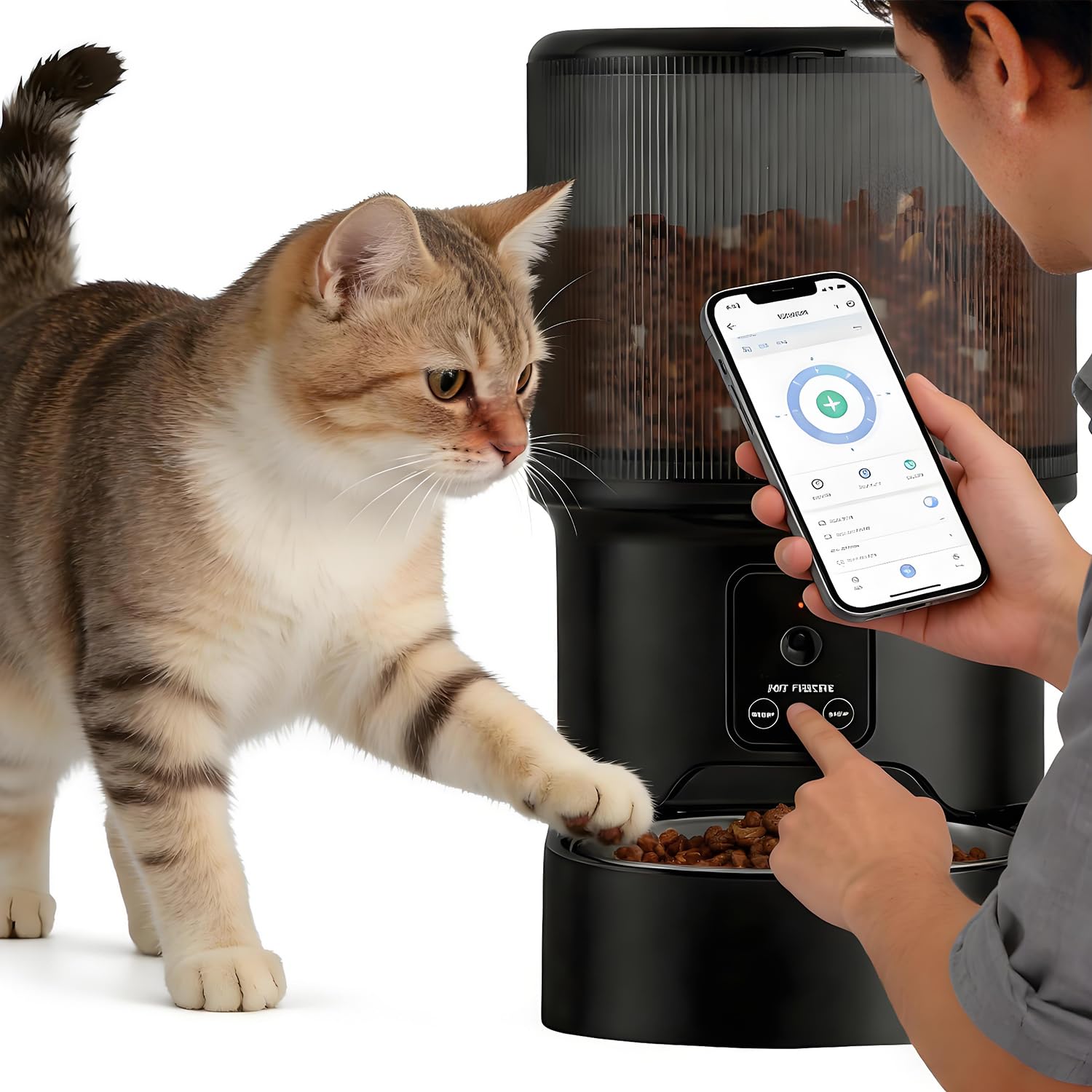 Smart Pet Feeder with 1080P Camera, Two-Way Audio, Remote Feeding, AI Motion Detection, 120° Ultra-Wide Angle, 4L Large Capacity, Automatic Food Dispenser for Dogs Cats, Compatible with 2.4G WiFi - image 4