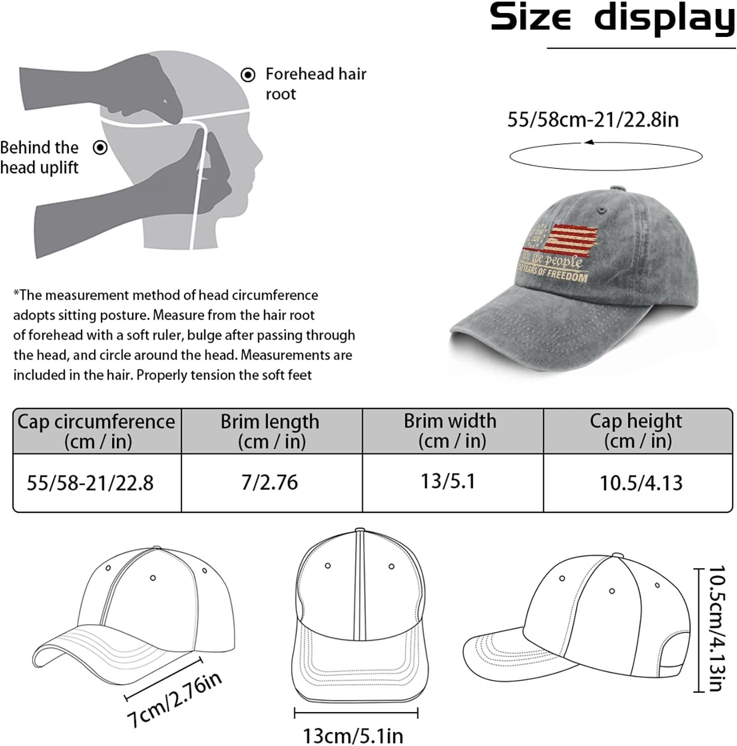 U.S. 250th Anniversary 250 Years Freedoms 1776-2026 Baseball Hats Funny