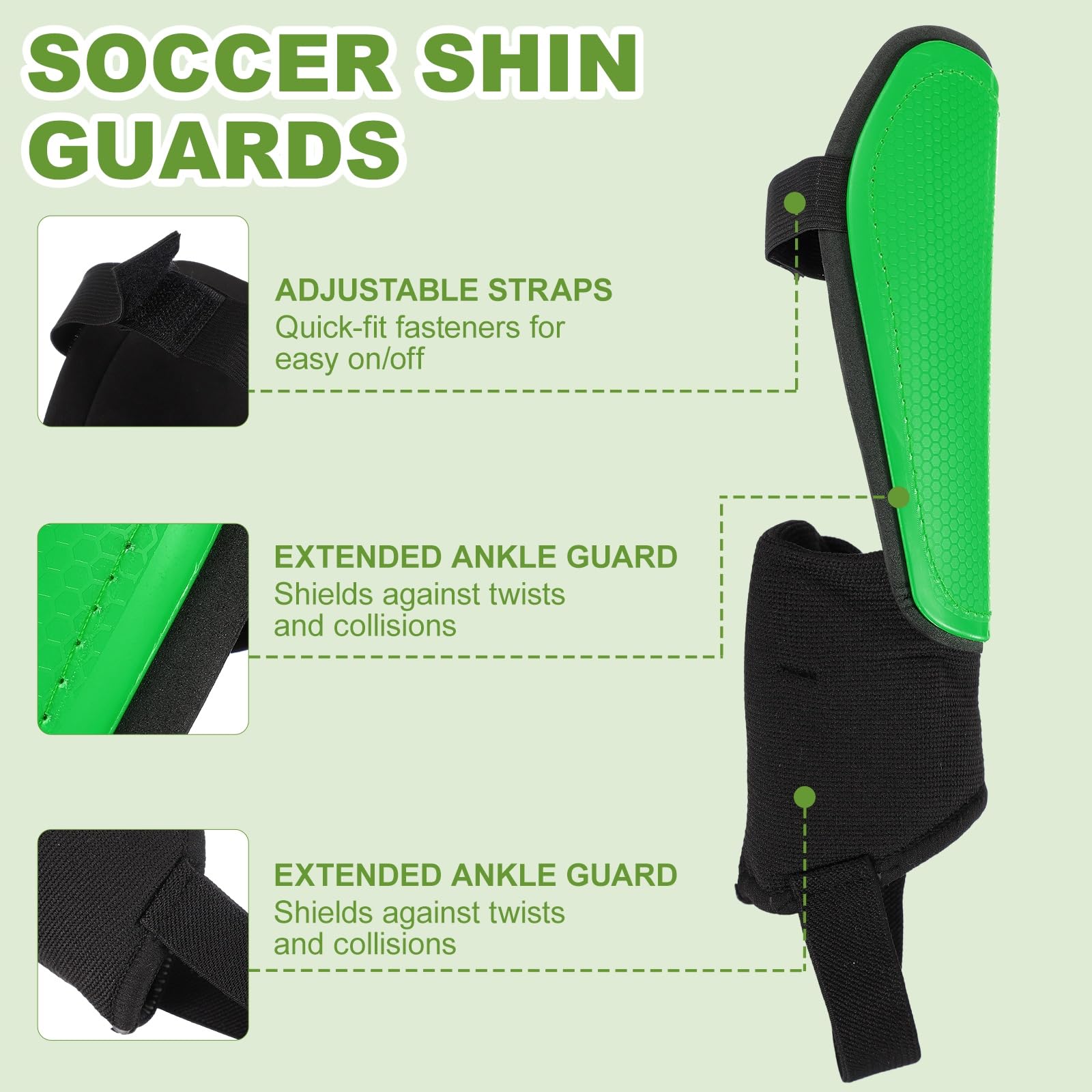 Protège-tibias de football en EVA avec protection de la cheville