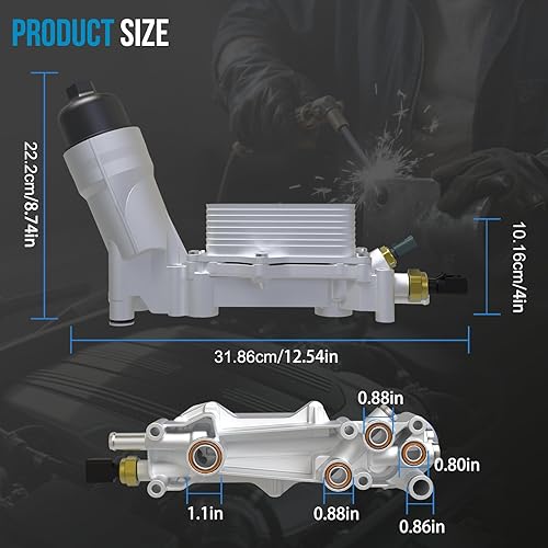 Miniatura 7 de Enfriador de aceite de motor de aluminio 926-959, carcasa de filtro de aceite Adaptador de 3.6L para Chrysler 200 300 Jeep Cherokee Grand Cherokee