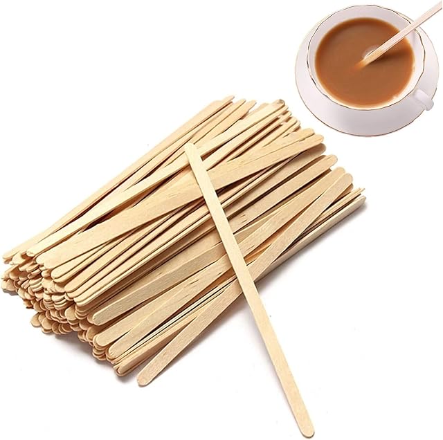 Coffee Stir Sticks, 200pcs Wooden Stirrers for Coffee, Tea, Milk, Juice, DIY Crafts (4.3inch)