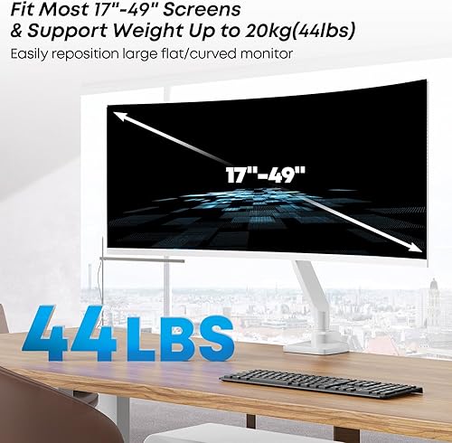 Miniatura 2 de Brazo de monitor de alta resistencia para pantallas de 17 a 49 pulgadas de hasta 44 libras, soporte de escritorio de abrazadera única ultraancho