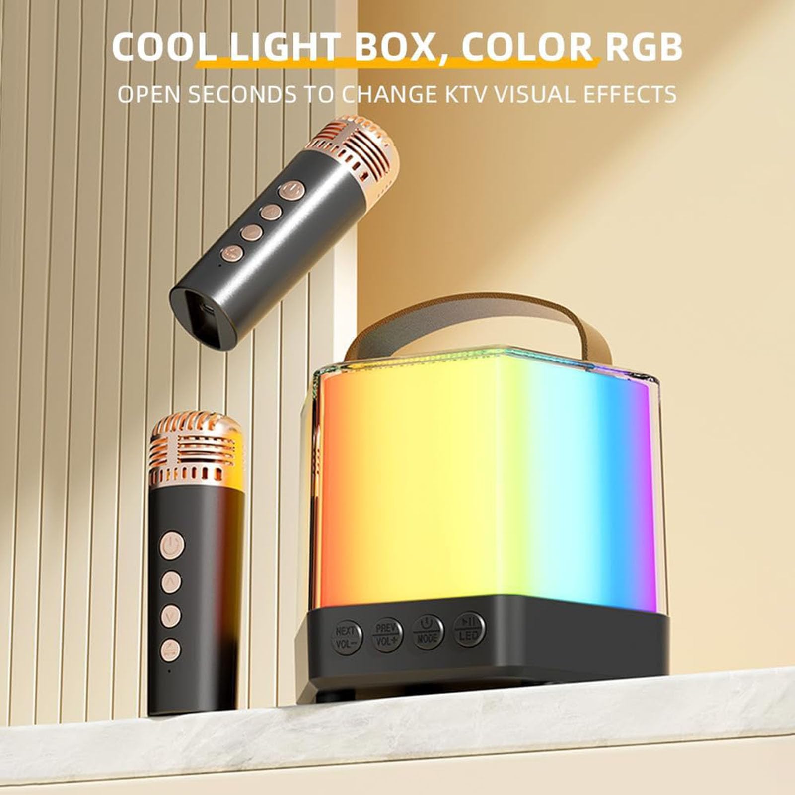 Maszyna do karaoke dla dorosłych, głośnik oświetleniowy RGB z 2 | mikrofonami bezprzewodowymi, przenośna maszyna do karaoke na zewnątrz, dla przyjaciół, na kemping, imprezę, piknik