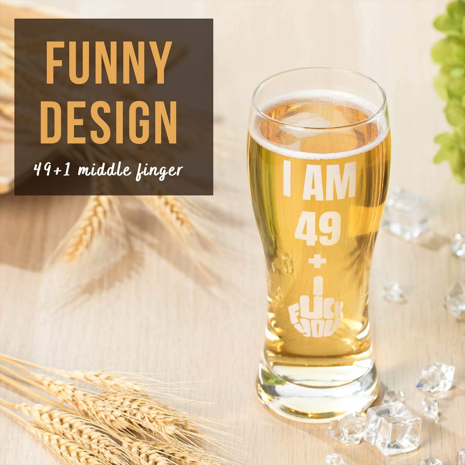 Buу 1 gеt 1 🔥 Onebttl Funny 50th Birthday Gifts for Men or Him - 49 + 1 Middle Finger - 15oz Beer Glass - 50 Years Old Birthday Pint Glass Gifts for Dad, Husband or Uncle