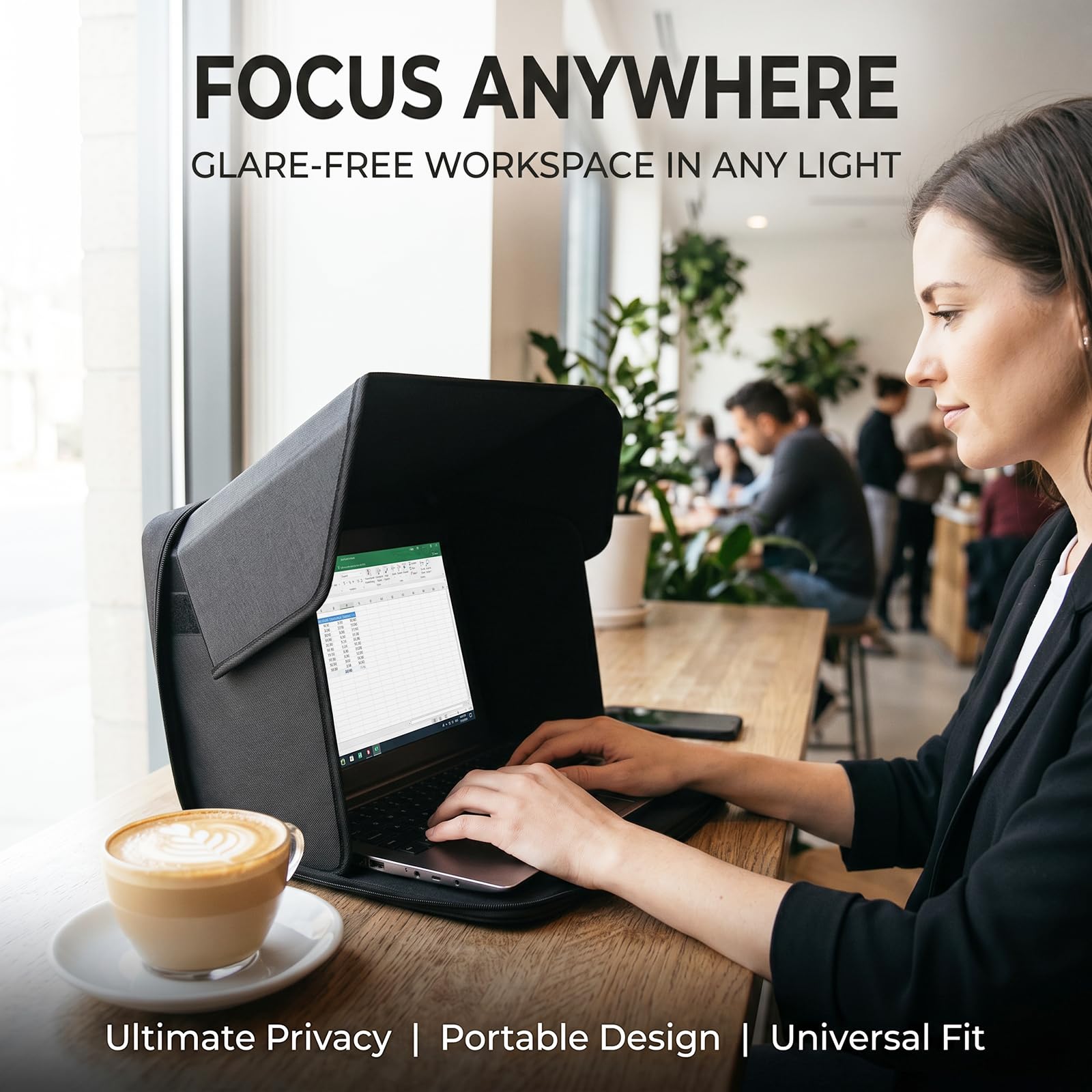 RANJIMA Protezione solare per computer portatile, pieghevole 2 in 1, protezione solare universale per computer portatile, parasole e protezione privacy per laptop da 12-16 pollici, per lavoro