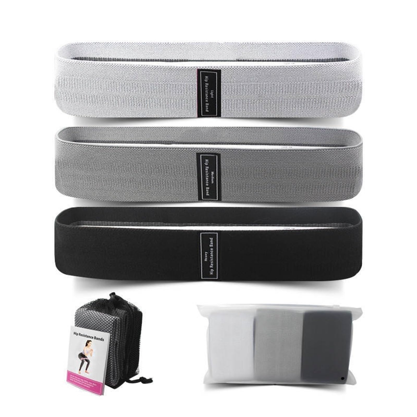 fasce di resistenza con maniglie Fasce elastiche for allenamento for coscia e glutei, resistenza all'anca in tessuto
