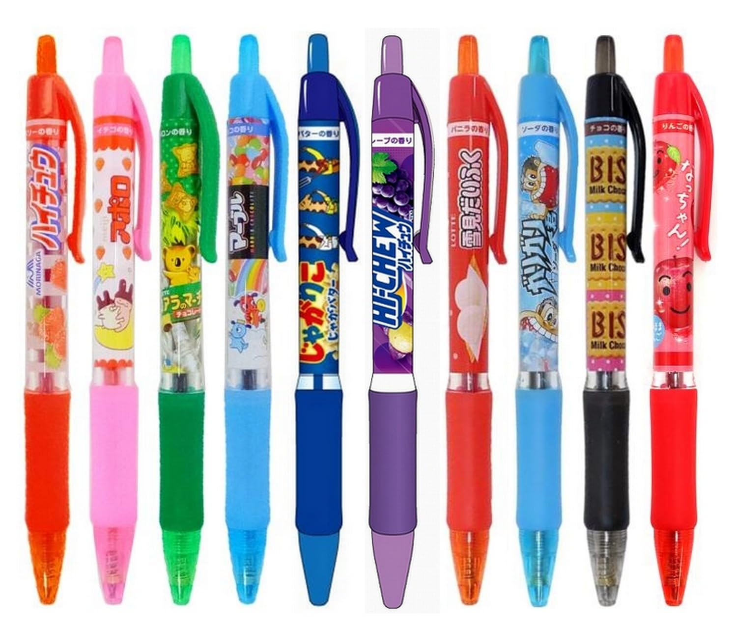 Amazon | お菓子な香りつき ノック式カラーボールペン10本セット（10色