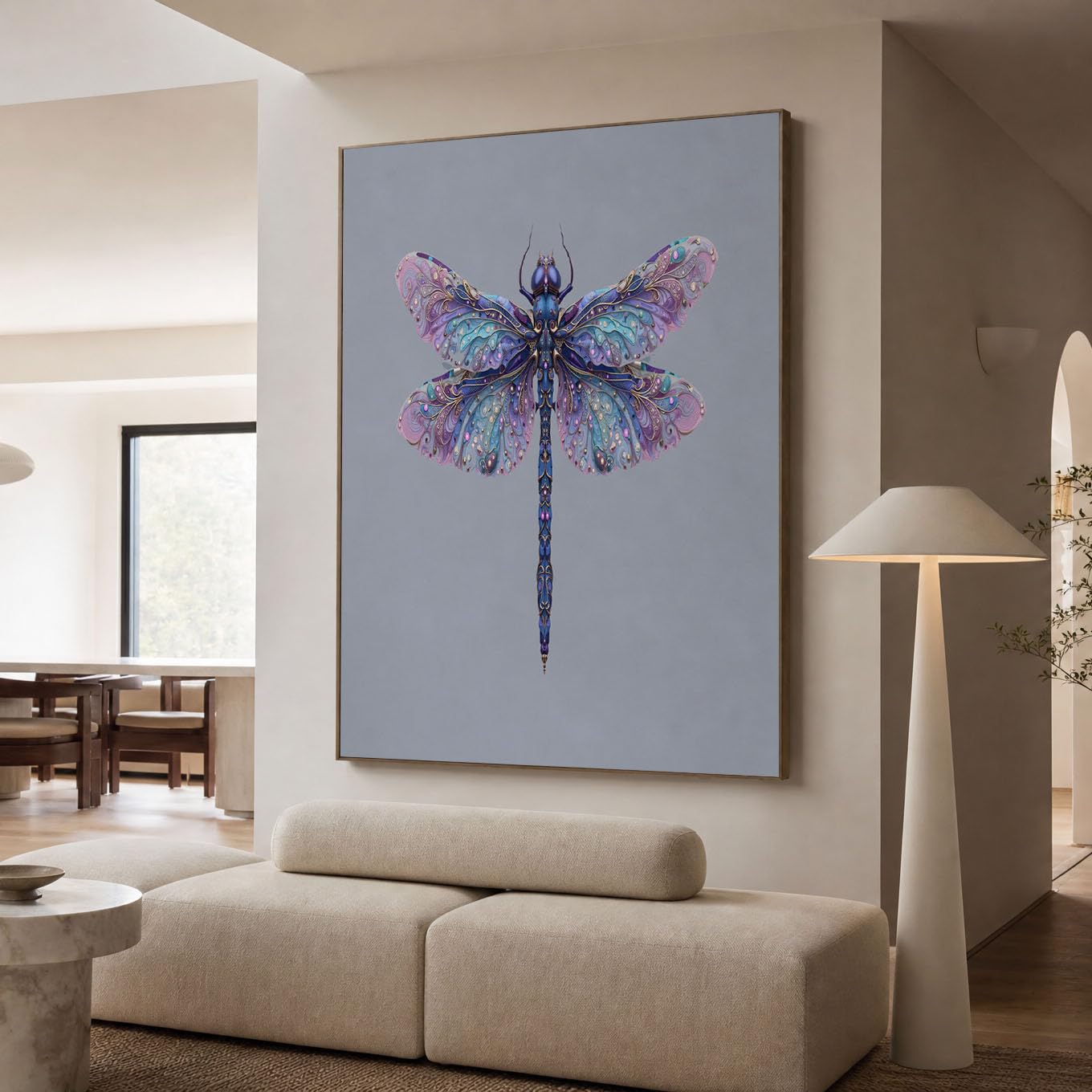 Tableau libellule violet 60x90cm pour habiller un grand mur vide - 8