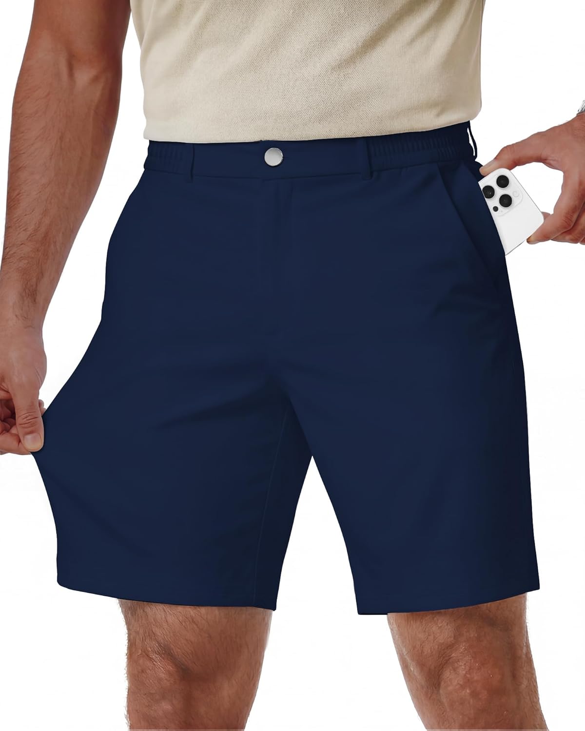 Wulcea Men's Golf Shorts 7" Chino Stretch Fabric Elastic Waist Quick Dry Water Resistant Casual Dress Work with Phone Pocket