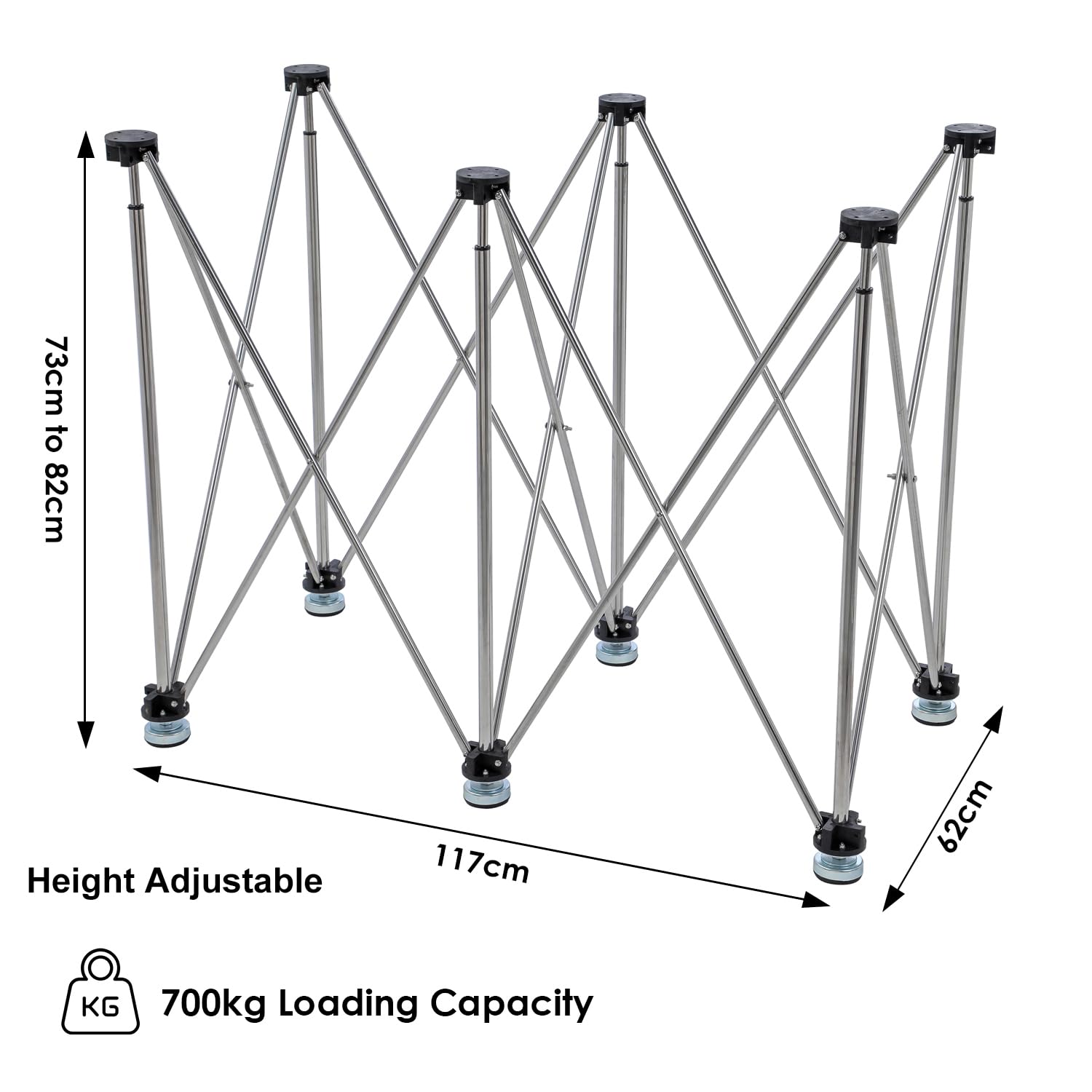 TOPWAY Przenośny składany stojak roboczy, teleskopowy, 117 x 62 x 82 cm, nośność 700 kg, płyta z płytek, blat roboczy, stół warsztatowy, wsparcie dla konia piły z torbą transportową