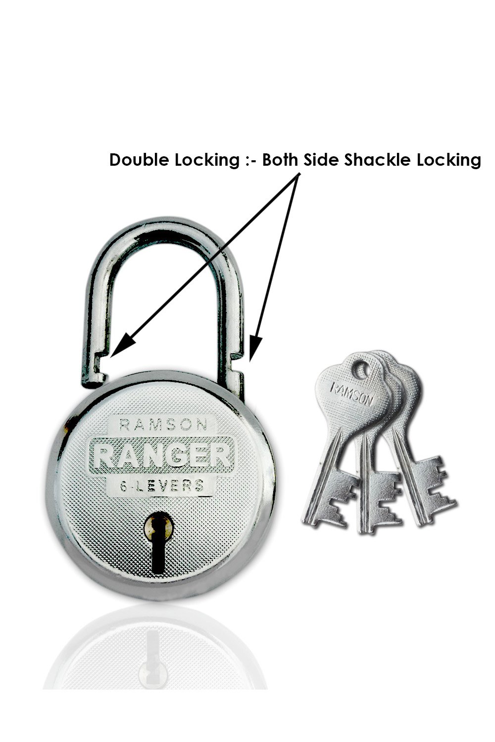 Ramson Steel Polished Finish Double Locking 6 Levers Round Lock (50 Mm, 2-inch, Silver) — Amazon image 3