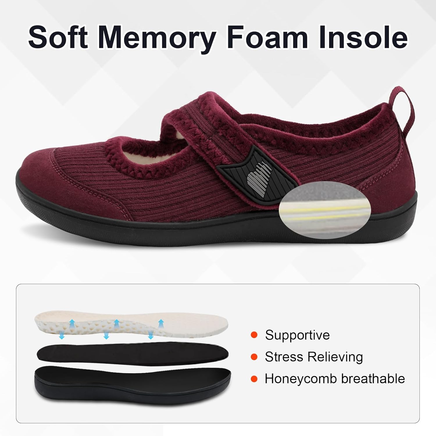 BARERUN Womens Slippers Wide Diabetic Shoes for Women Adjustable House Slippers Swollen Bunions Neuropathy House Shoes Stable Non Slip Barefoot Walking Shoes Indoor Outdoor - Image 7