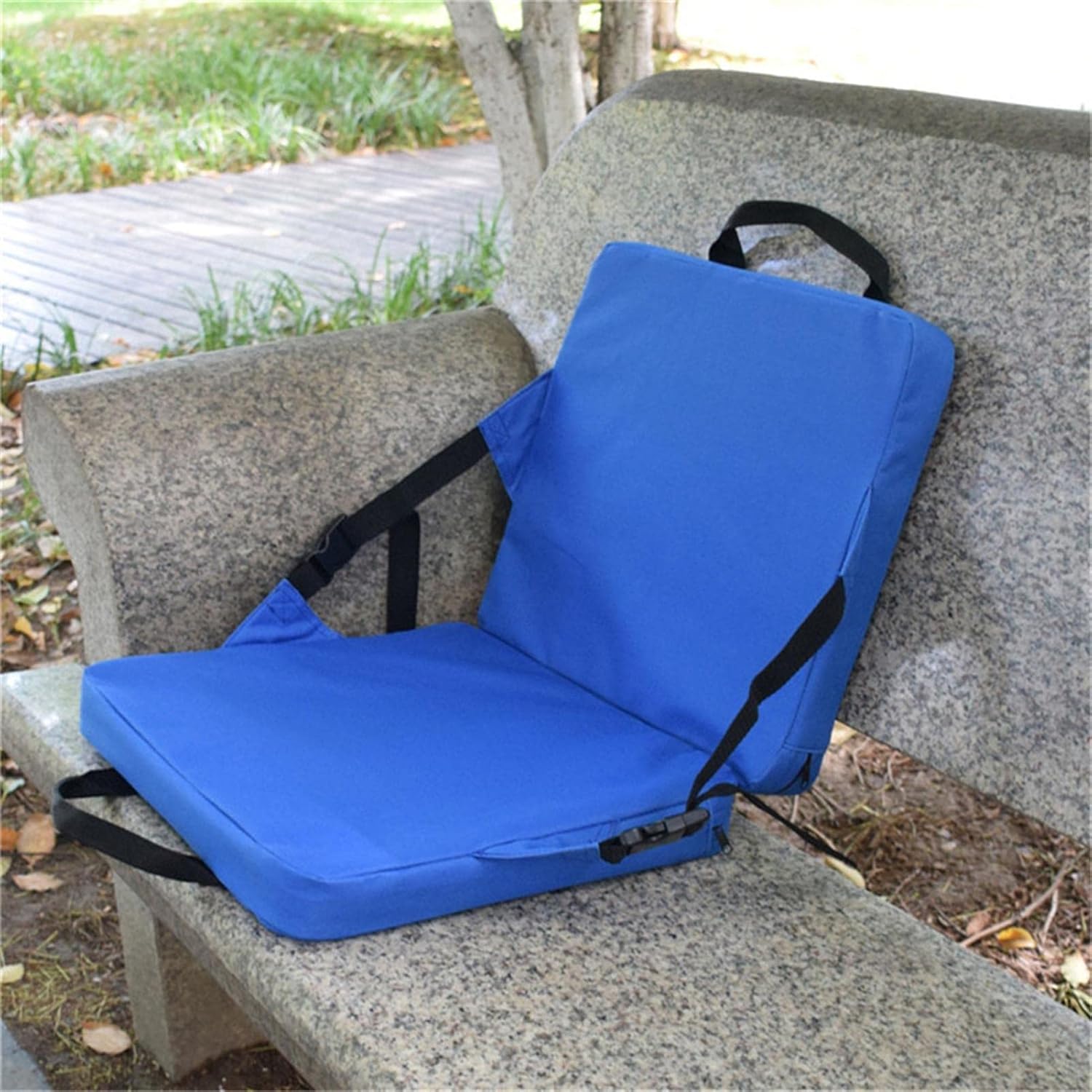 Portable Stadium Seat Kayak Seat Pad Bleacher Cushion Pad with Back, Waterproof Kayak Seat Padded, Reclining Bleacher Chair, Stadium Seat Cushion Canoe Chair for Hiking Camping Boating,Blue
